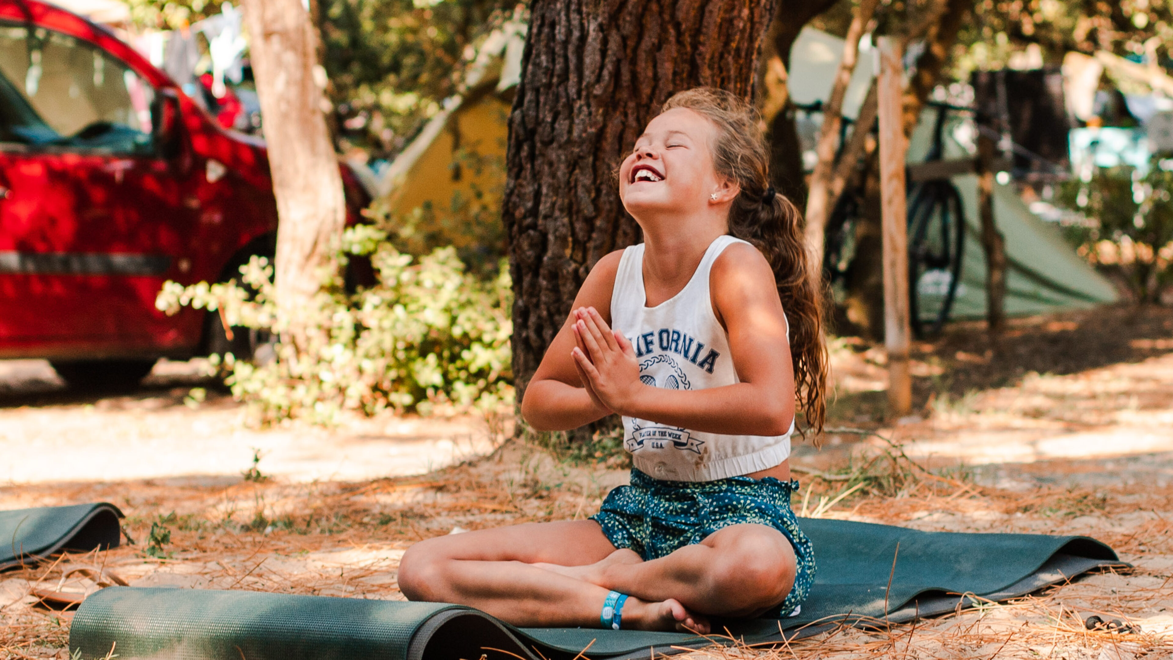 Familie Surfkamp Frankrijk, yoga